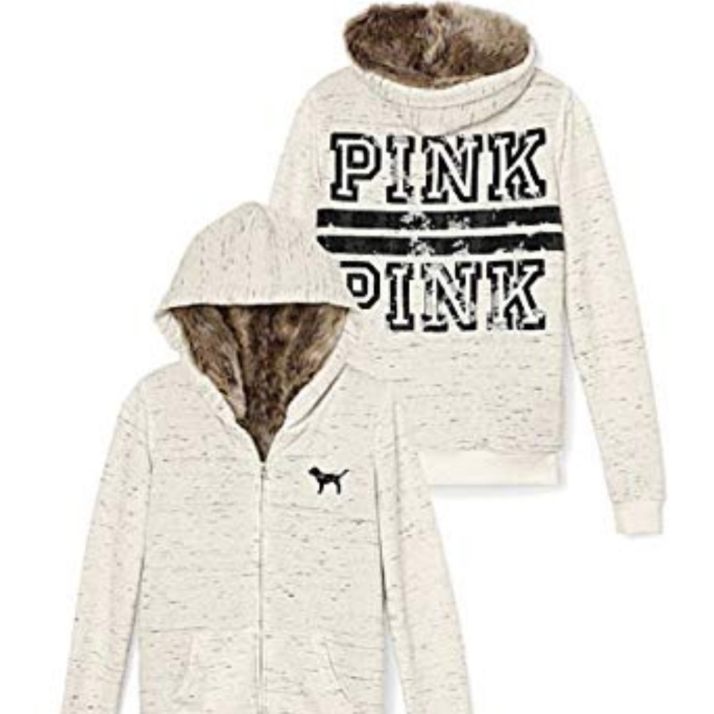 NWT!Victoria's Secret Women's PINK Faux Fur Hoody